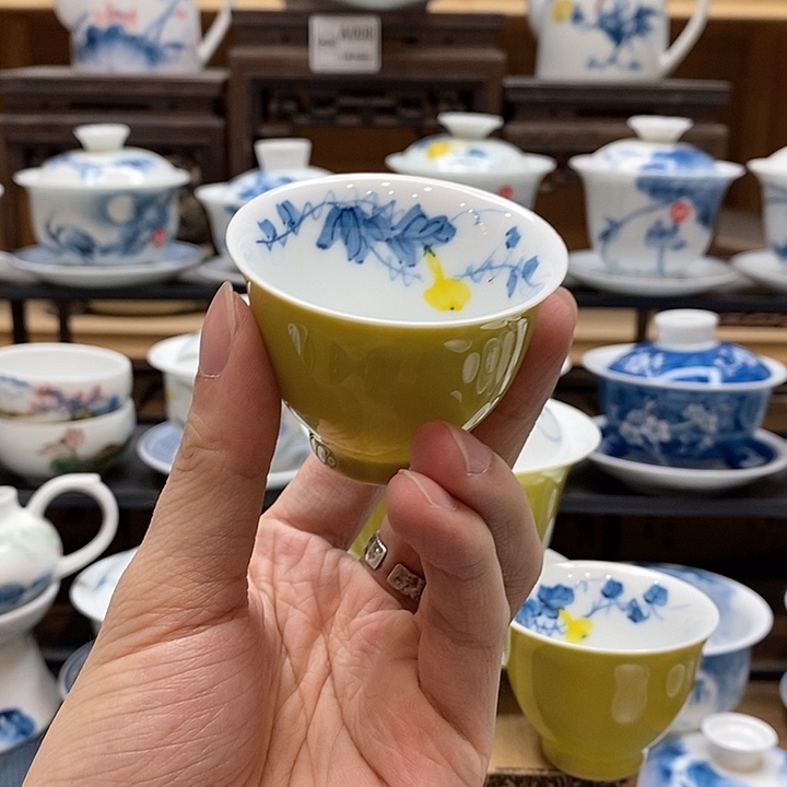 c***茶手绘葫芦果杯子60cc釉下彩微瑕福利款