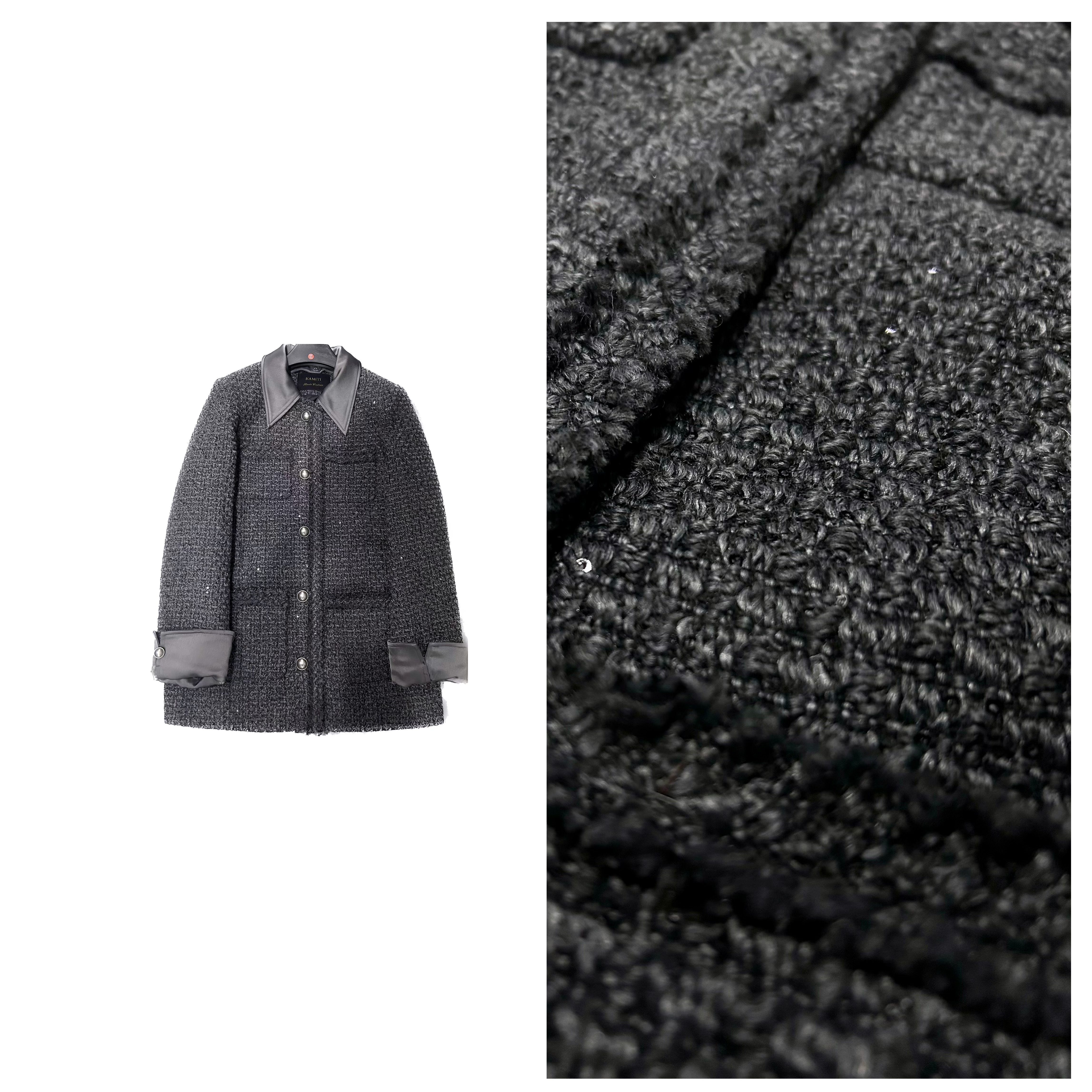 【特别的你】2025秋冬季重工松弛感编织混纺名媛西装领小香风外套