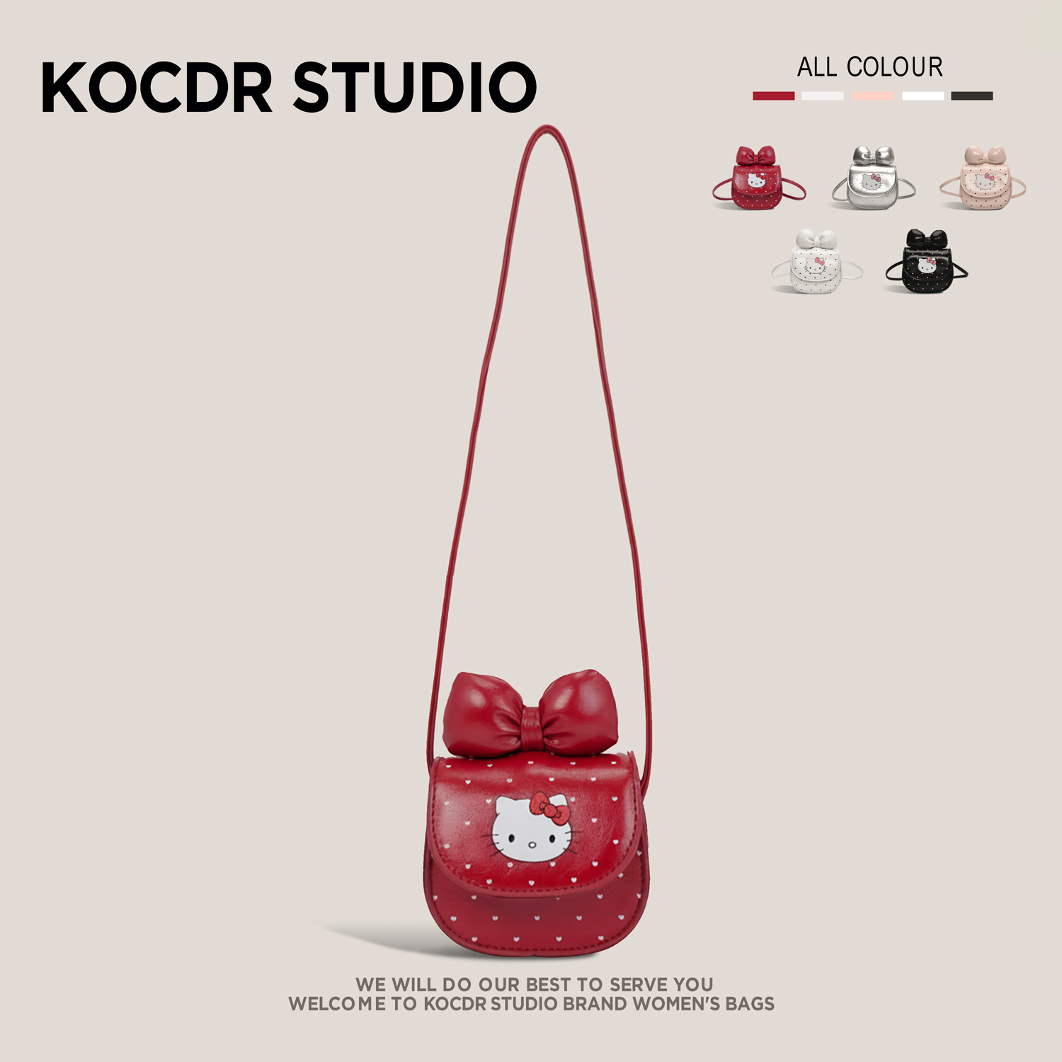 2025新款女童可爱斜挎包卡通蝴蝶结猫咪新年红包女孩压岁钱单肩包