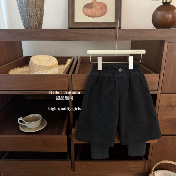 【甜品起司】自留！高级感韩系女宝宝休闲圆点加厚加绒百搭直筒裤潮