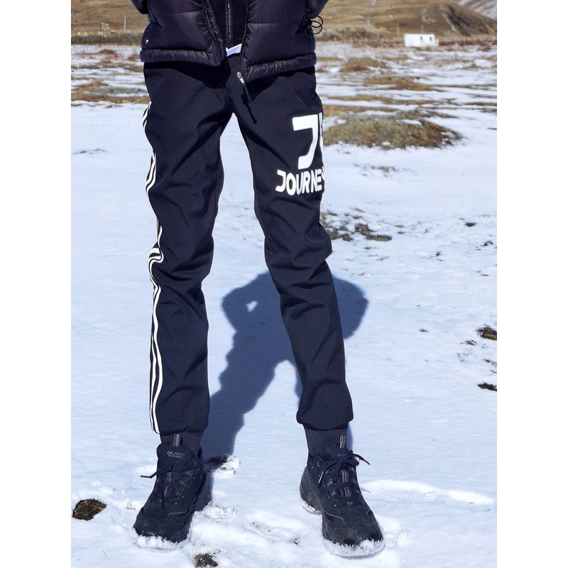 北京森林户外春秋冬原创束脚显瘦防泼水透气保暖厚抓绒软壳裤女式