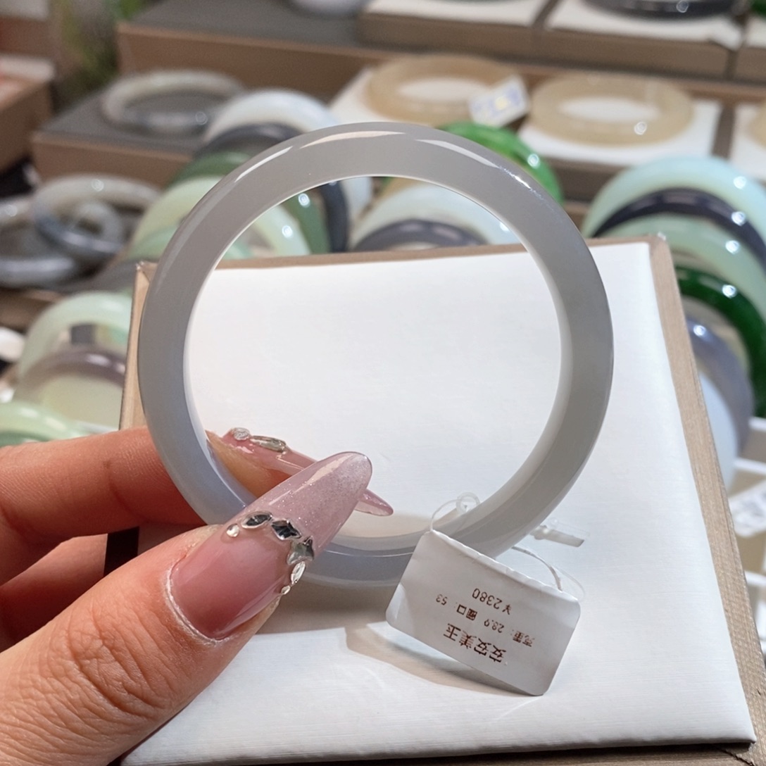 和田玉手镯未镶嵌冷**?冰烟紫5253