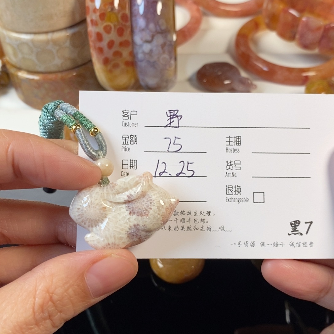 野***瑰硅化珊瑚（珊瑚玉）未镶嵌颈饰