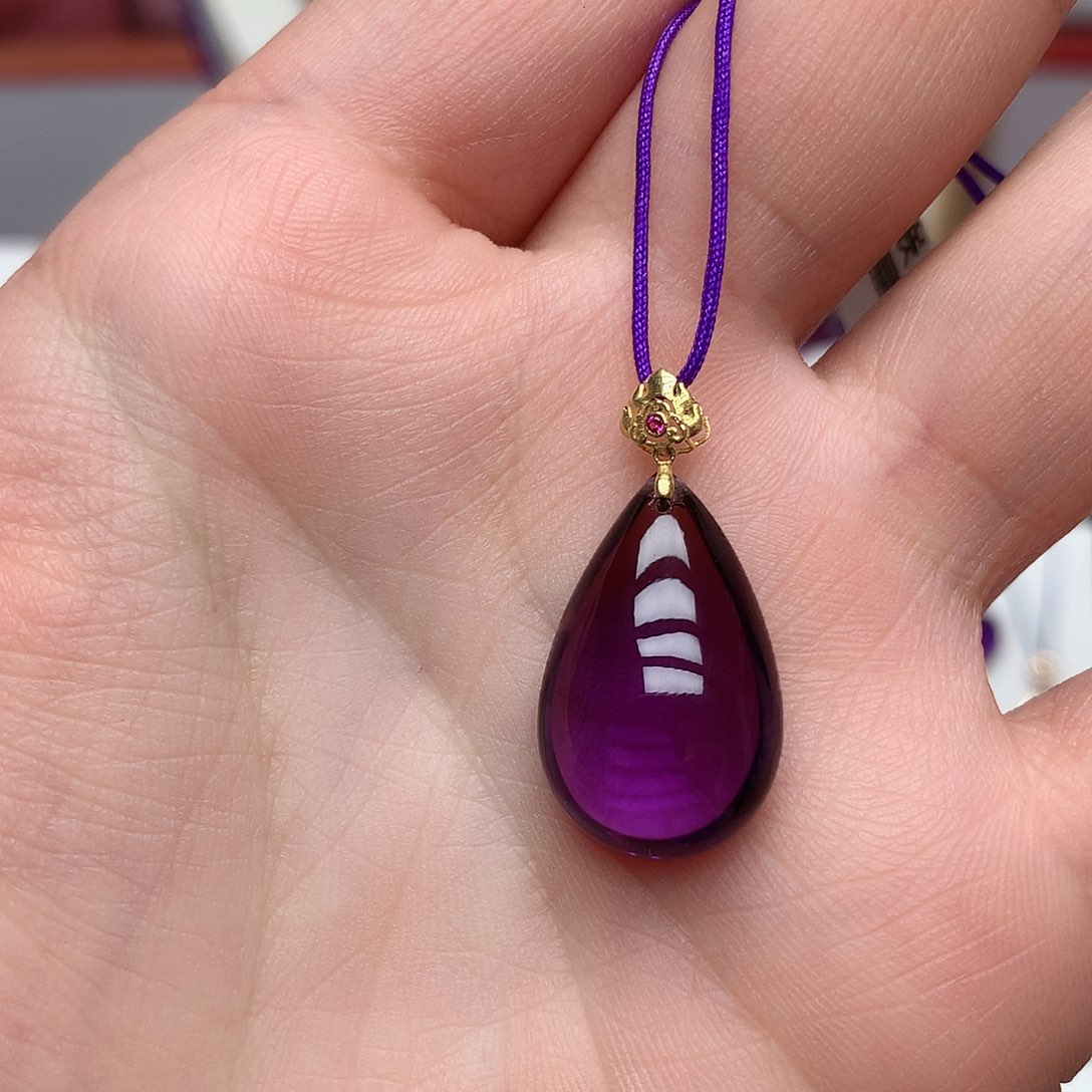 紫晶吊坠(赠链)18K金镶嵌