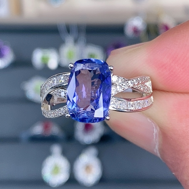 坦桑石戒指银S925镶嵌