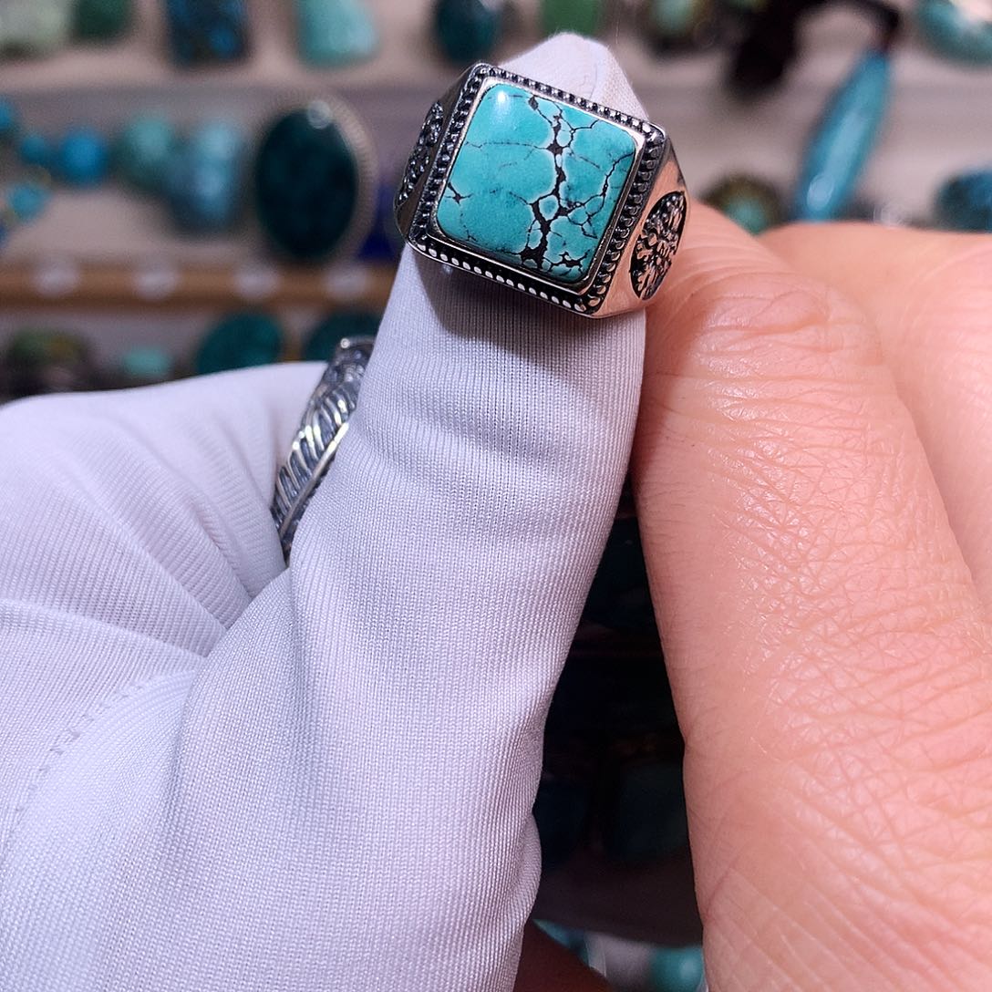 绿松石挂件银S925镶嵌