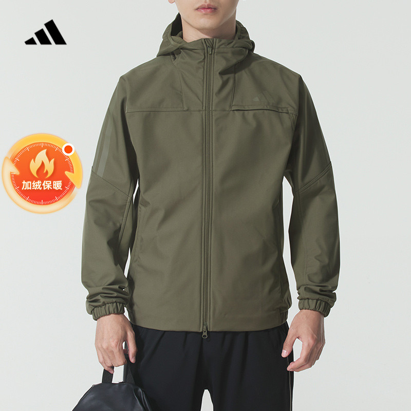 【上新】阿迪达斯梭织连帽夹克男冬季新款加绒保暖运动服外套KA1305