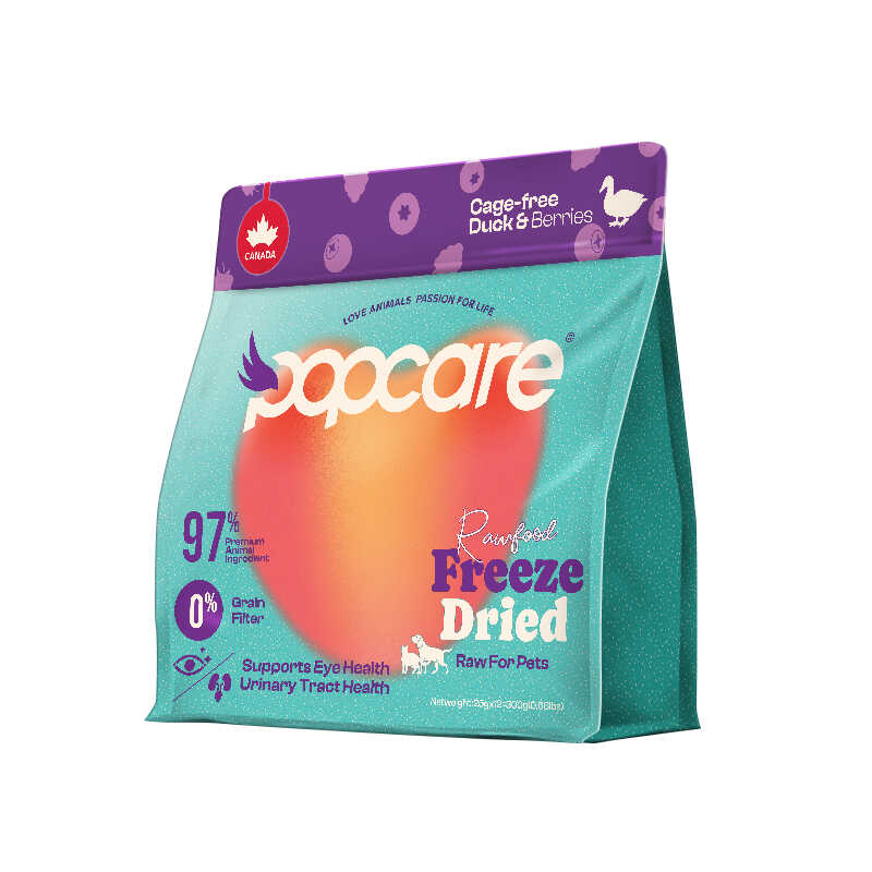 POPCARE泡泡可儿全价主食冻干生骨肉羊奶椰椰鸡青瓜野鸭火鸡300g