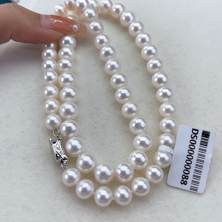 淡水珍珠颈饰银S925镶嵌8➕极光冷白炫彩高品