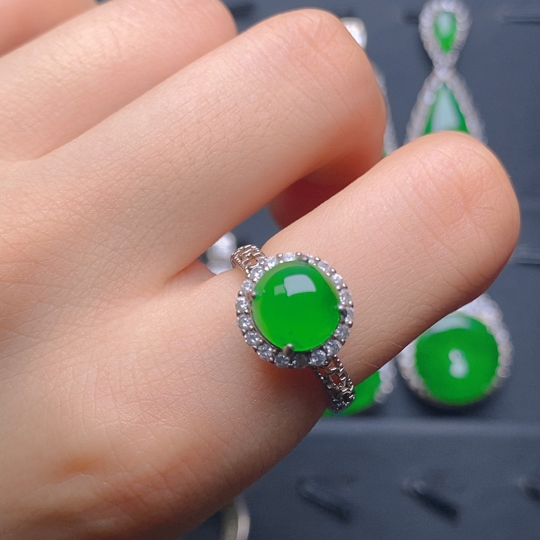 翡翠戒指银S925镶嵌