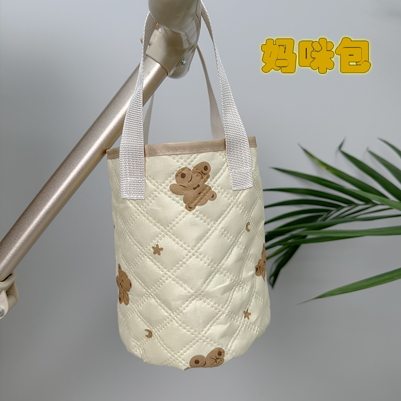新款遛娃推车专用桶型豪华菱形格妈咪包