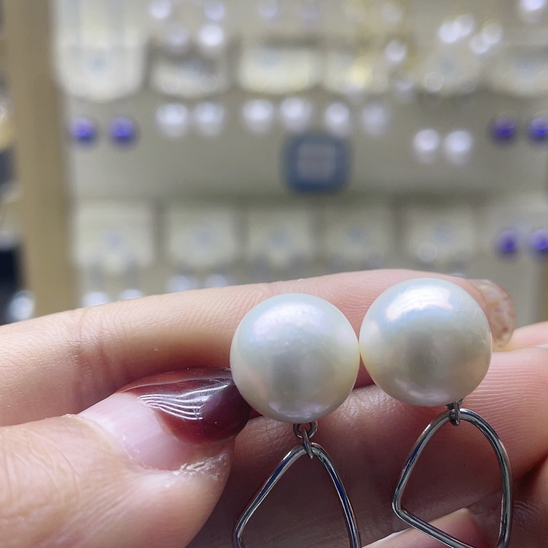淡水珍珠耳饰银S925镶嵌