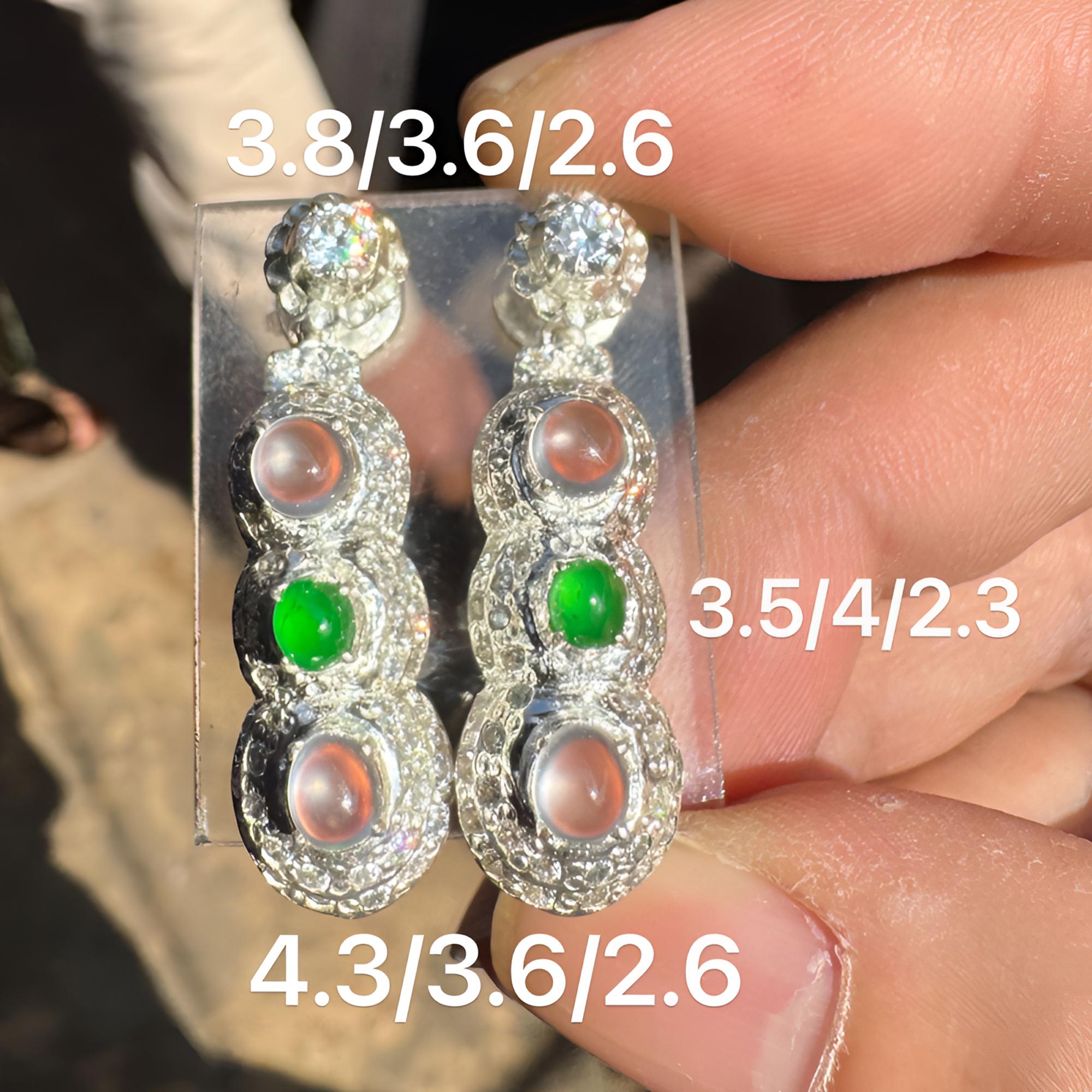 0116(小哪吒在源头)玻璃种翡翠蛋面共6颗干净饱满杠味荧光足M60