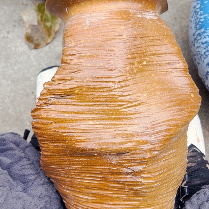 紫砂花盆高29口15无孔手工