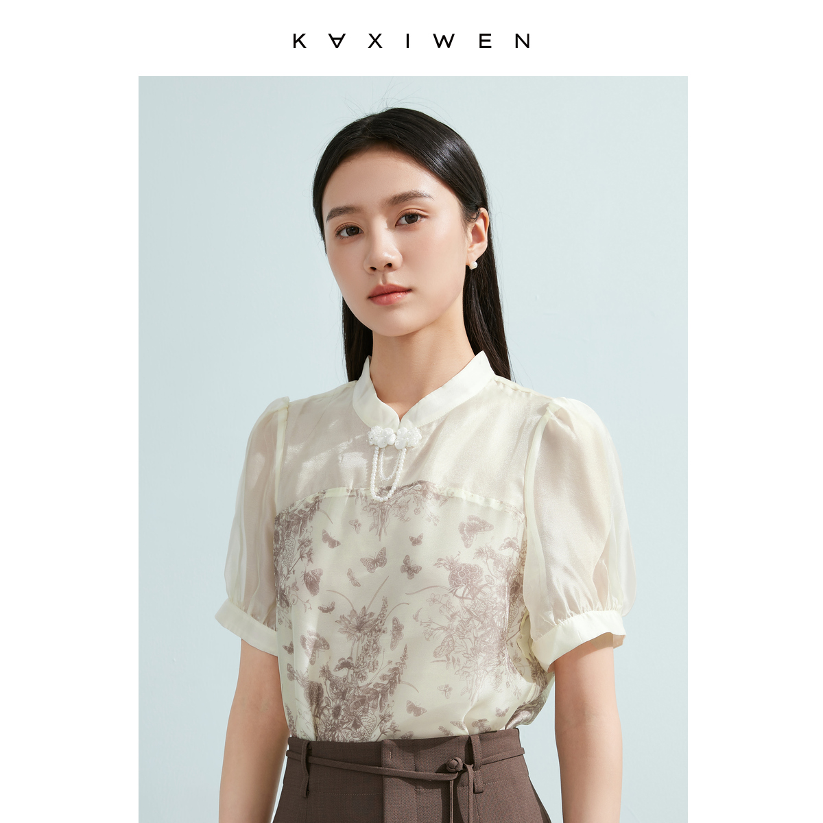 【籽言专属】拼接盘扣设计感小衫气质新中式上衣K05AXS2392