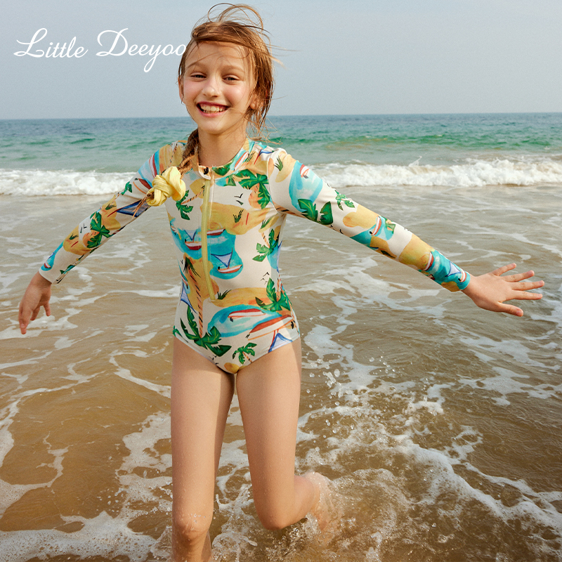 UPF50+女童连体泳衣2025夏季新款中大童防晒速干薄款透气儿童泳装