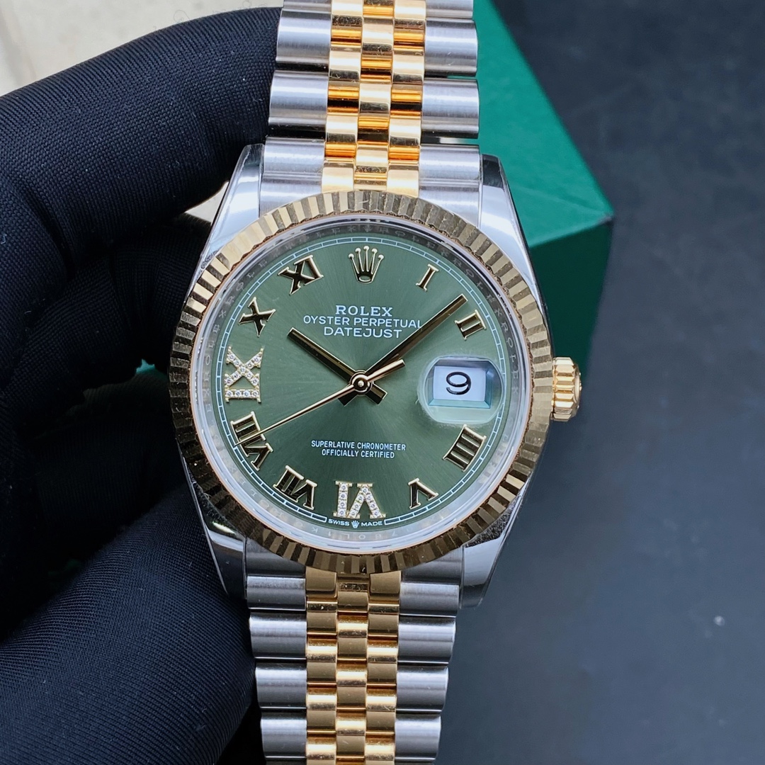 99新 Rolex/劳力士 25年全套/日志126233绿盘/男表/表径36