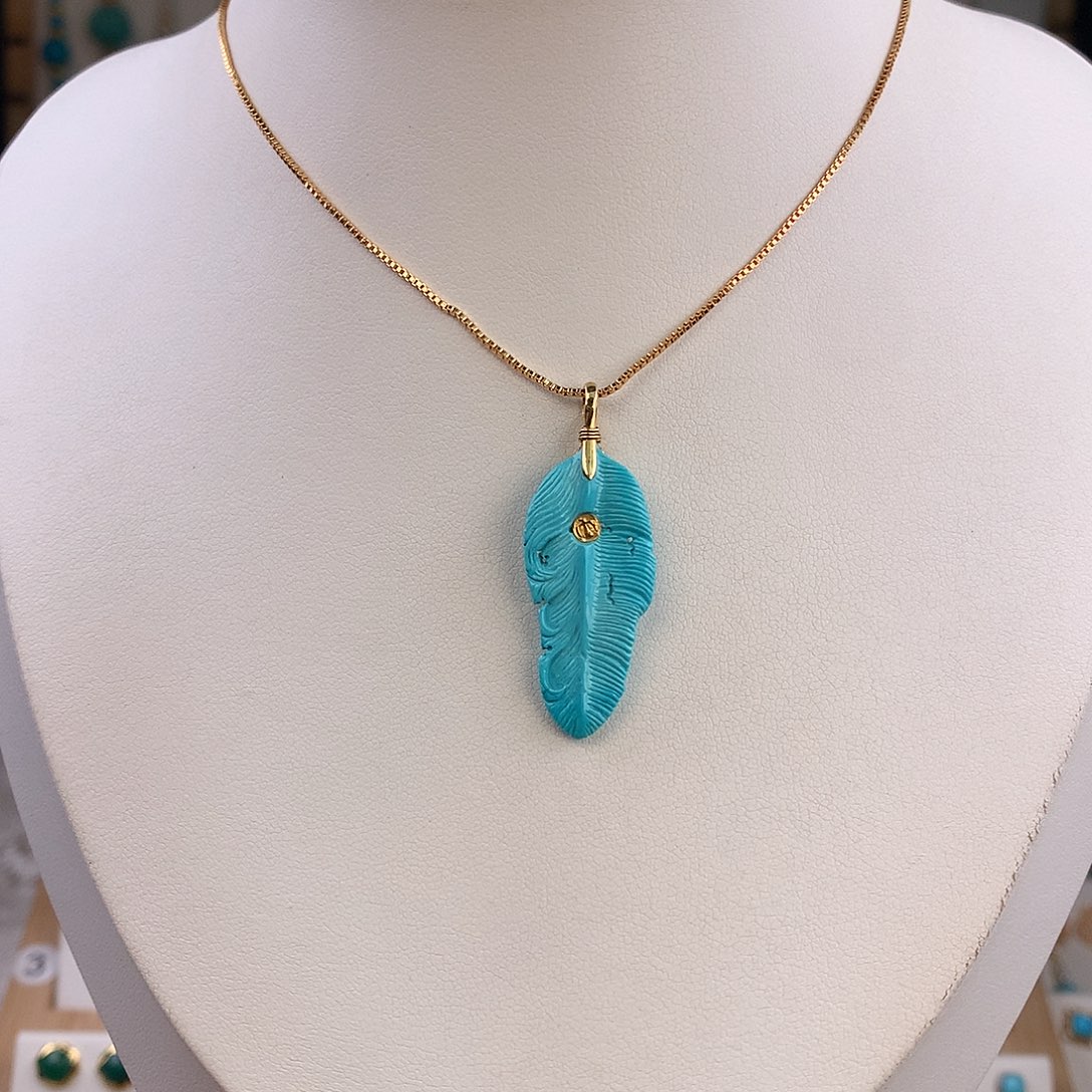 绿松石18K金镶嵌吊坠(赠链)