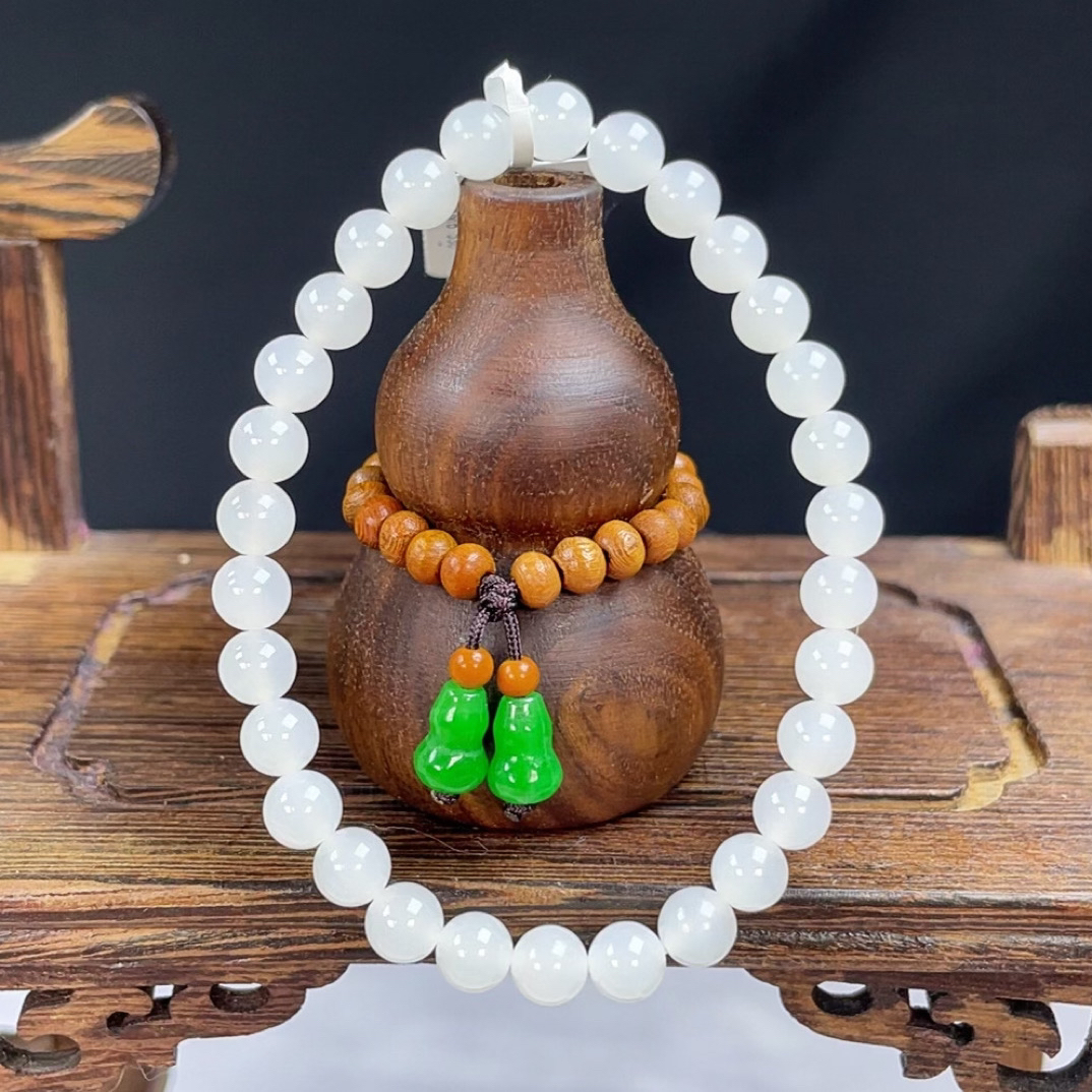 和田玉白玉手串礼物单圈