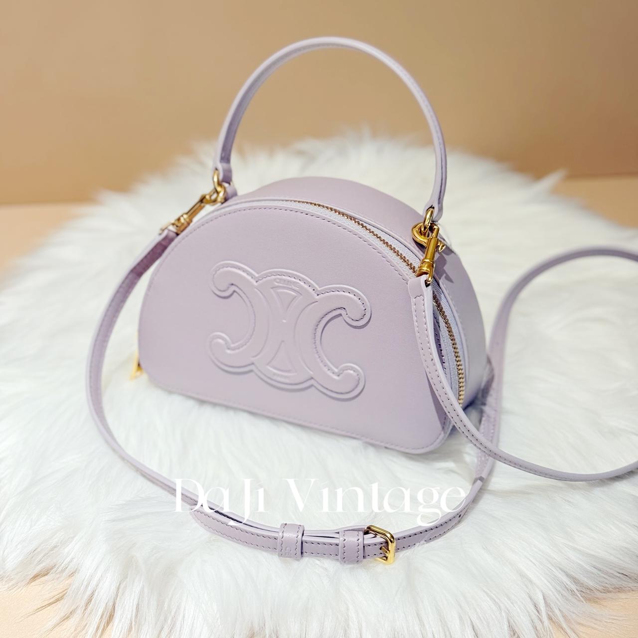 99新 Celine/思琳 大吉中古/Celine瑟琳浅丁香紫凯旋门半月单肩斜