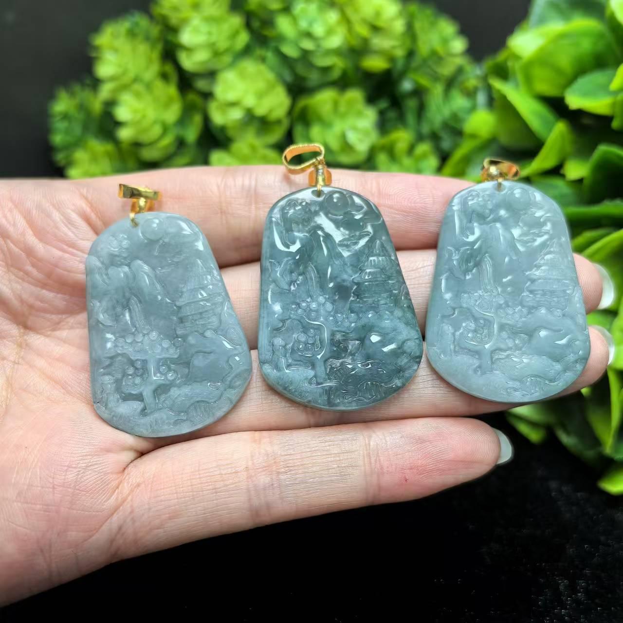 AT5300【任会长珠宝】翡翠山水吊坠-配绳-多样性只发一件