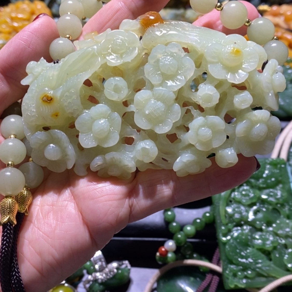 【闪购商品】蛇纹石玉毛衣链未镶嵌