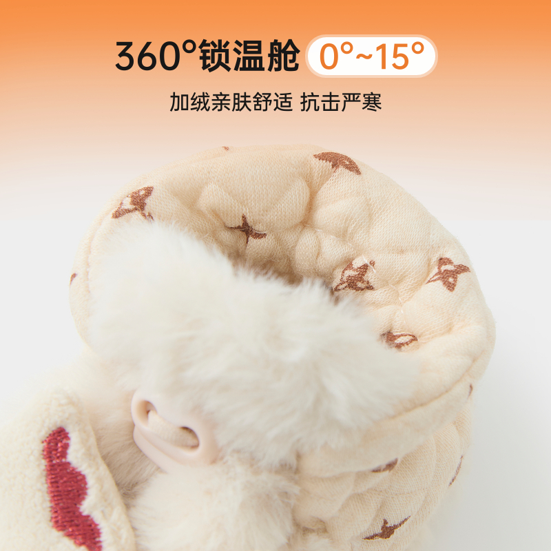 【新品】papa爬爬冬新款婴儿步前鞋保暖加绒男女宝儿童毛绒绒袜鞋