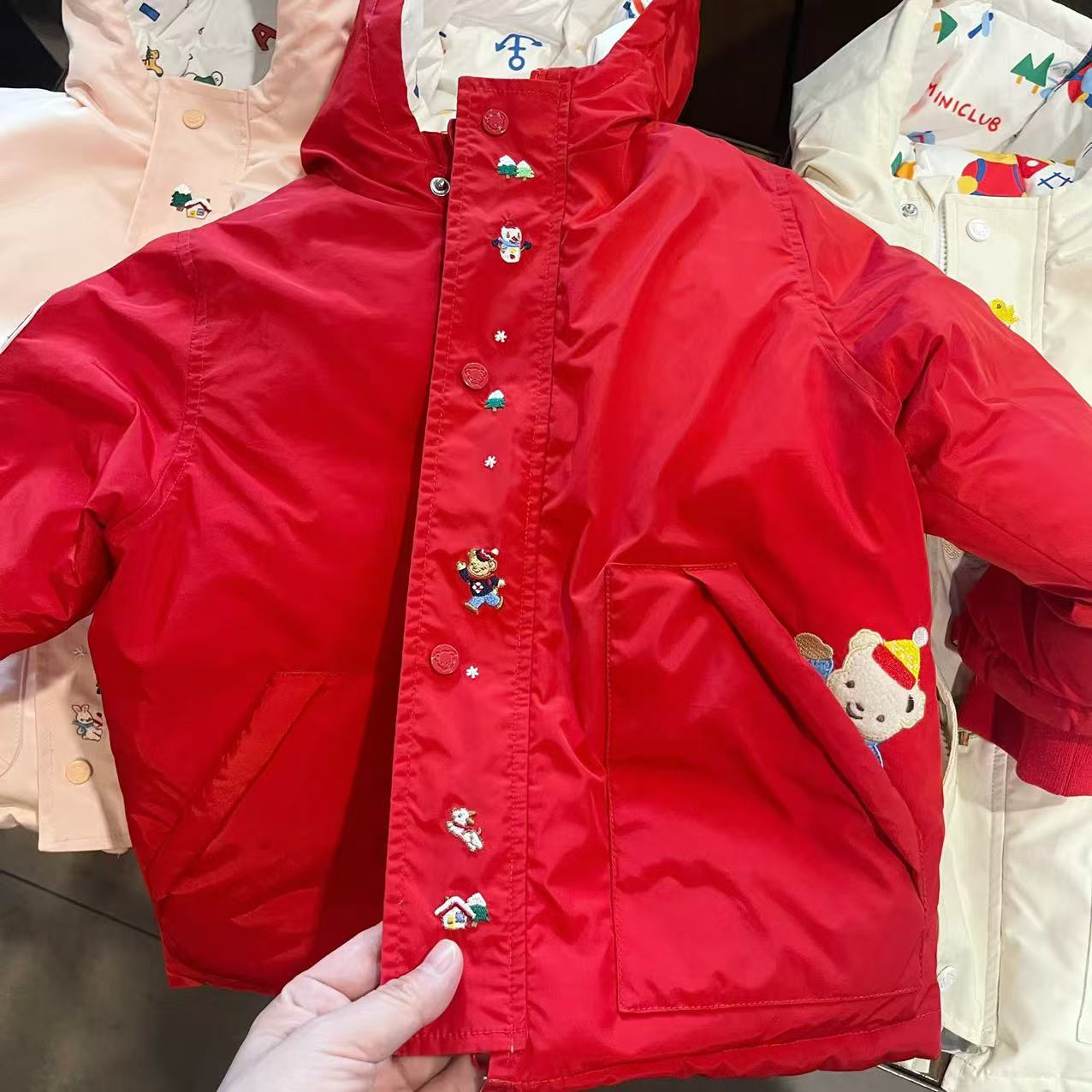 全新升级 防水面料 两面穿 冬季新款男女儿童刺绣羽绒服