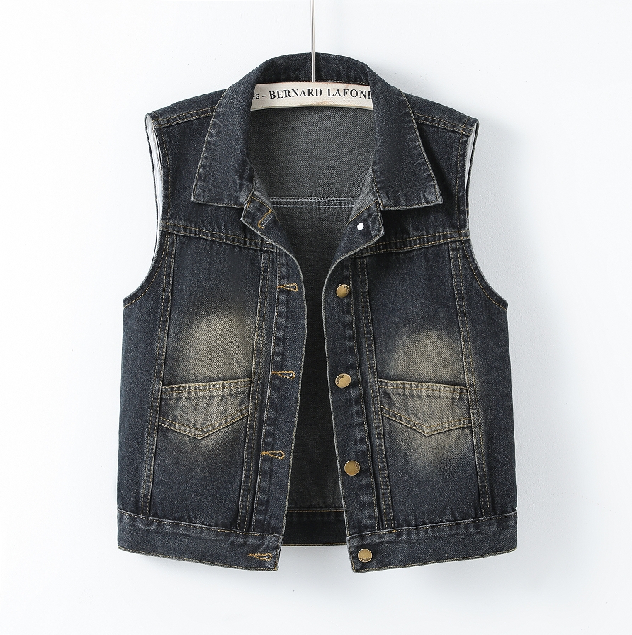 新款韩版2025春季复古牛仔马甲女短款宽松无袖坎肩背心外搭小外套