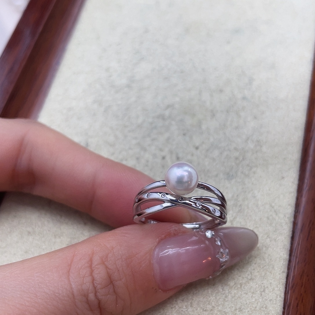海水珍珠戒指银S925镶嵌