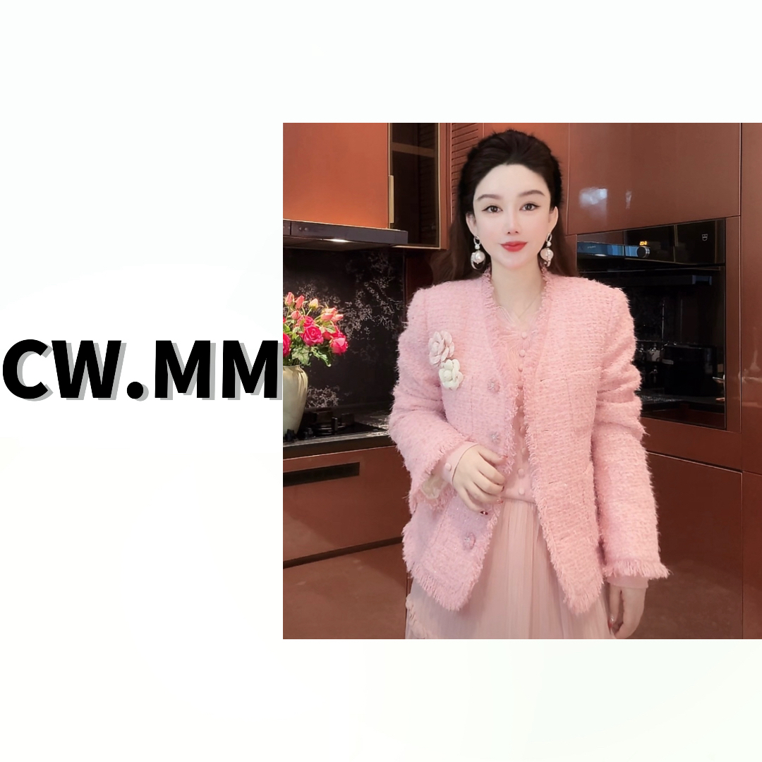 CW.MM 秋冬洋气小香风流苏设计感羽绒外套