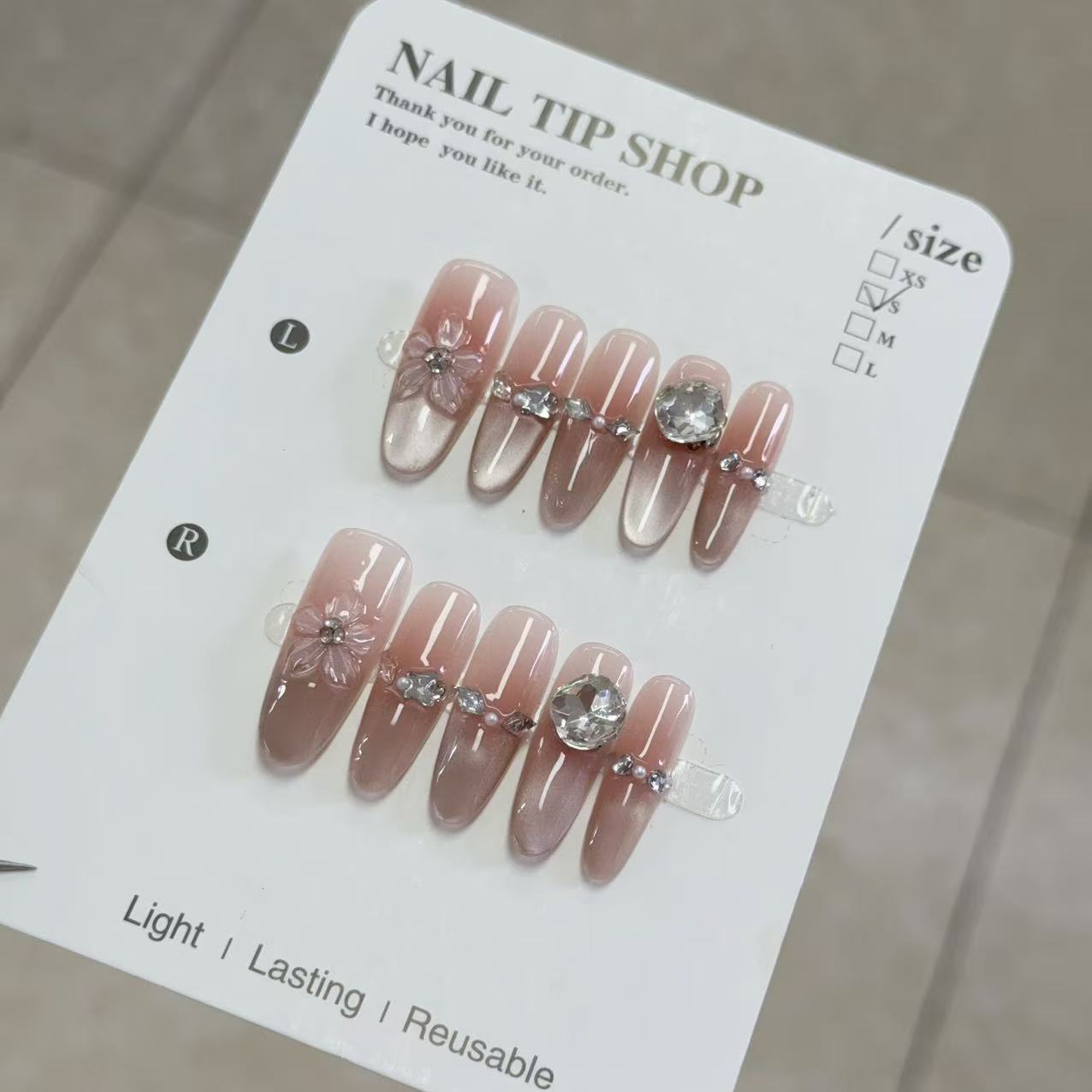 轻奢粉色法式全华子钻纯手工高级感穿戴美甲贴甲片片秋冬新款