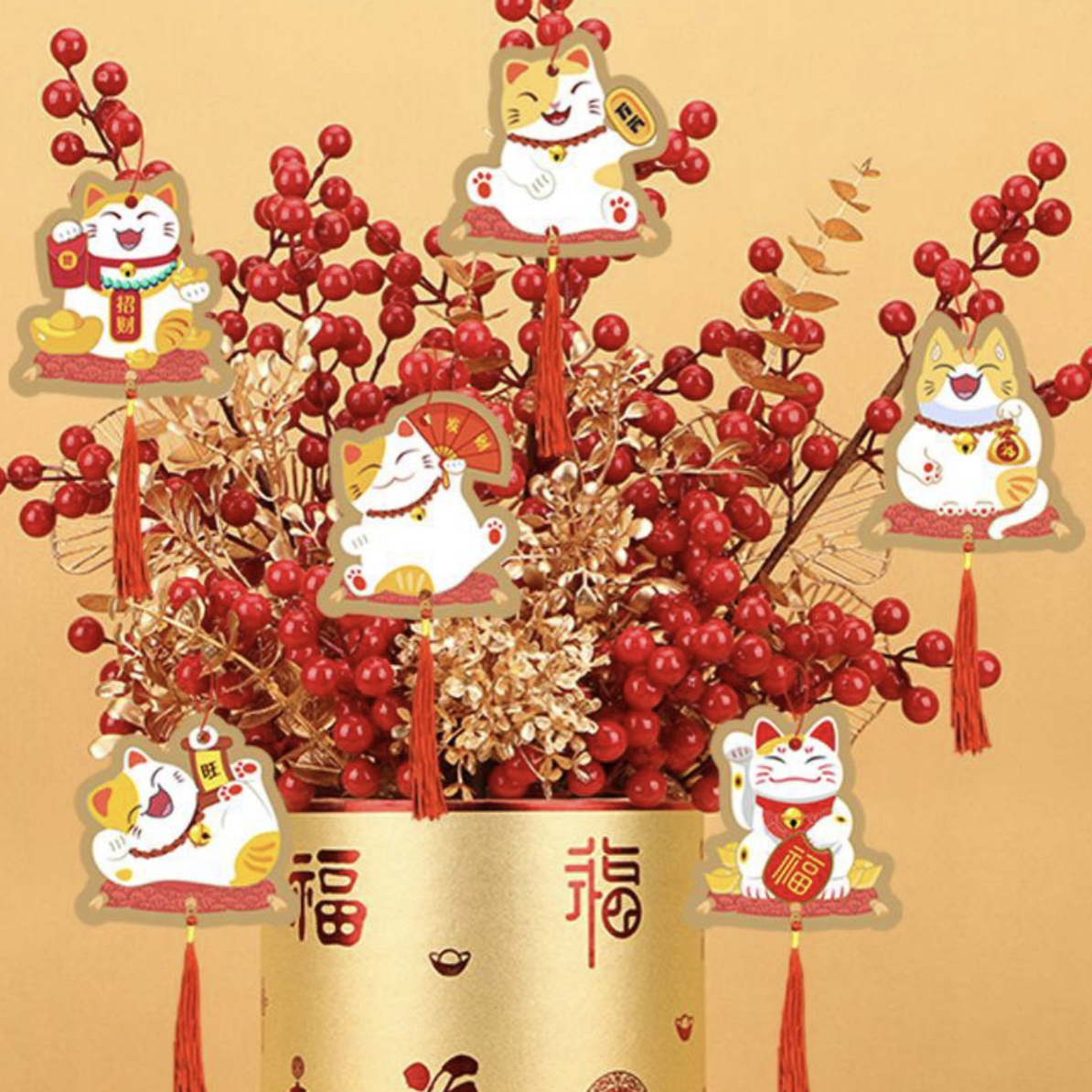 2026春节马年新年招财猫财神醒狮挂件挂饰吊卡装饰品
