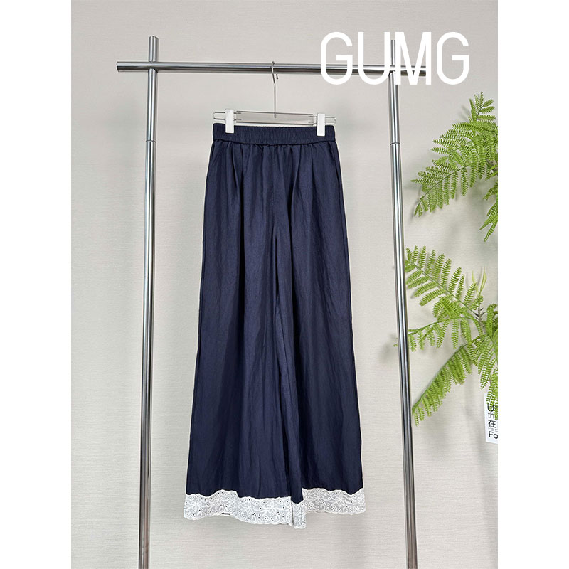 【女装优选】GUMG-法式蕾丝拼接花边阔腿裤GM20222