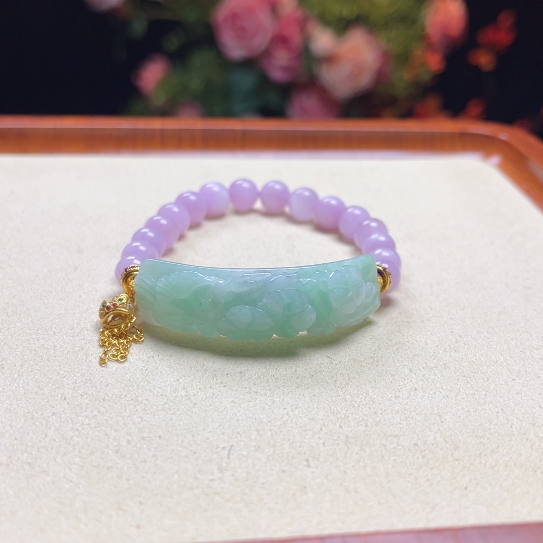 翡翠手链未镶嵌天然翡翠