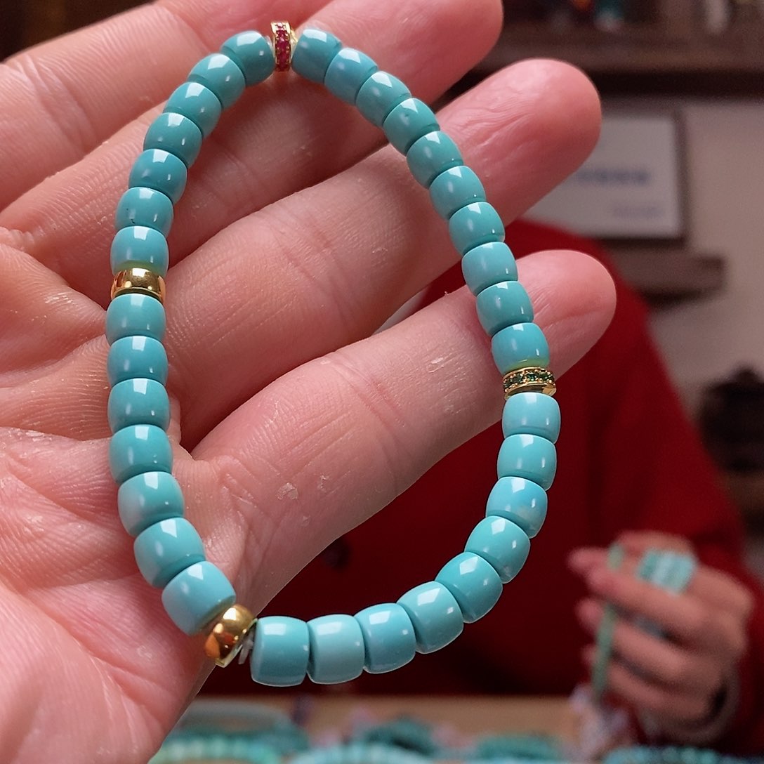 绿松石珠宝奇石18K金镶嵌