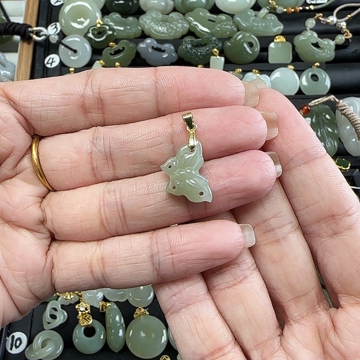和田玉银S925镶嵌吊坠(不含链)