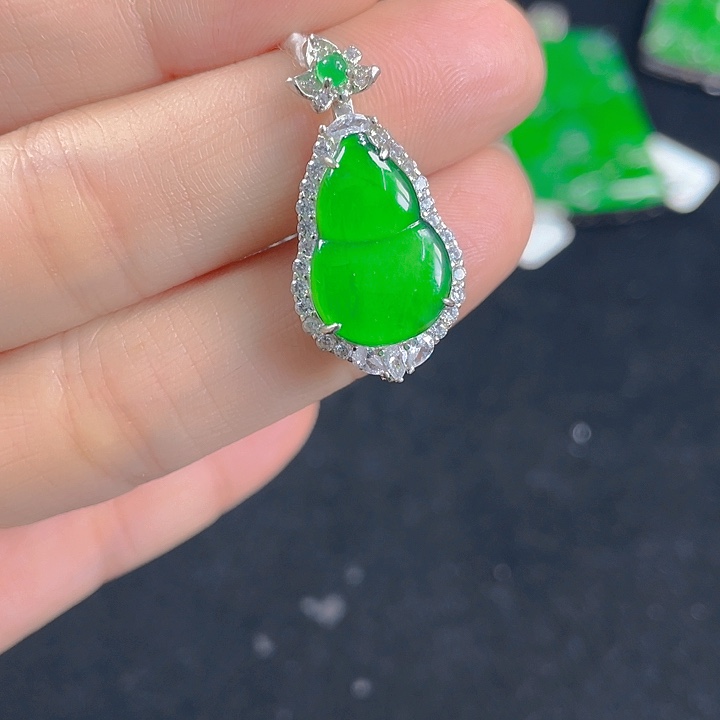 翡翠银S925镶嵌吊坠(不含链)