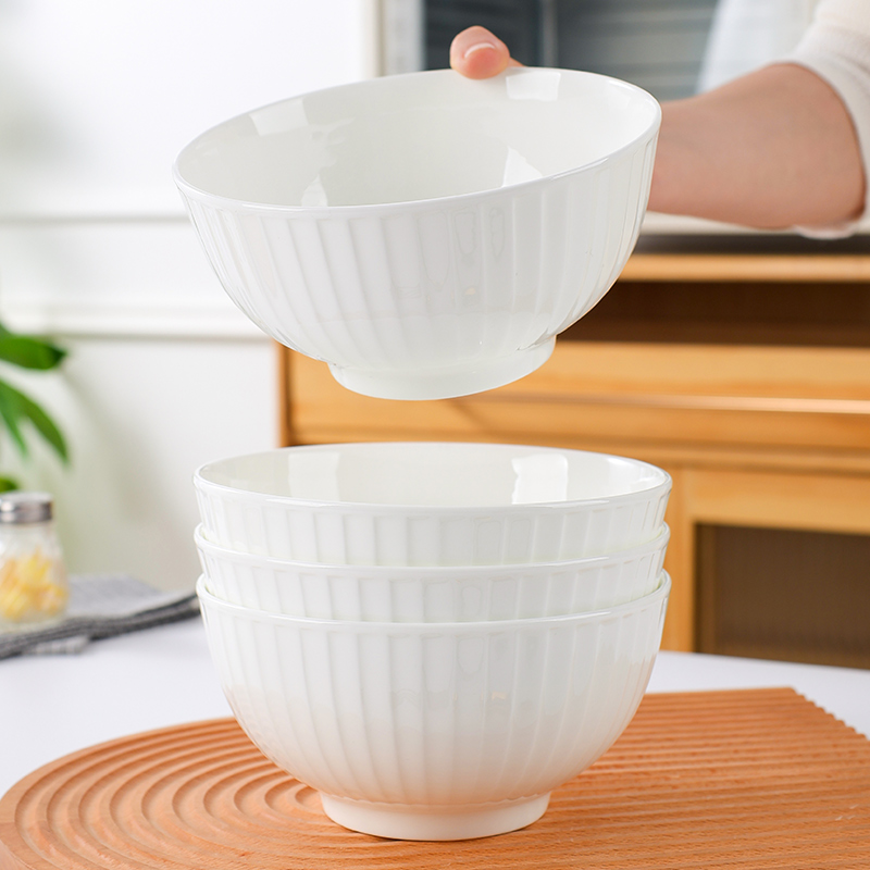 纯白骨瓷碗单个餐具简约家用饭碗炒菜盘陶瓷汤碗面碗