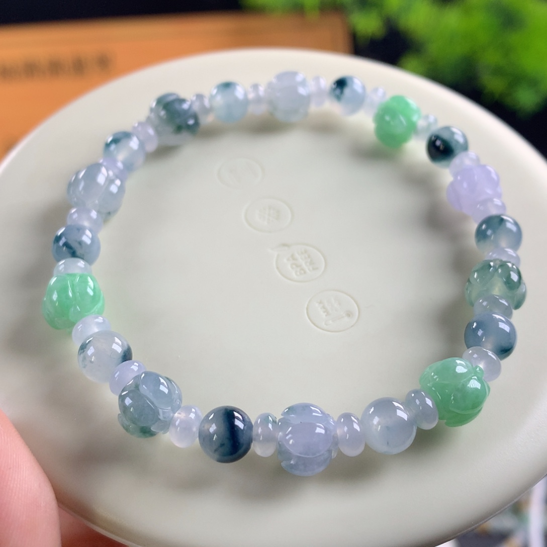 翡翠未镶嵌手链卡4.6～6～7.7