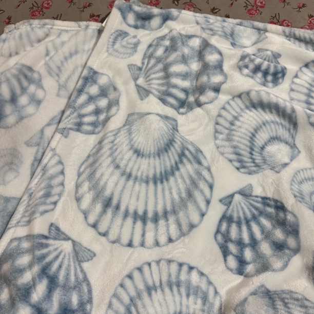 小华约150*180外贸蓝白贝壳款高密度毛毯