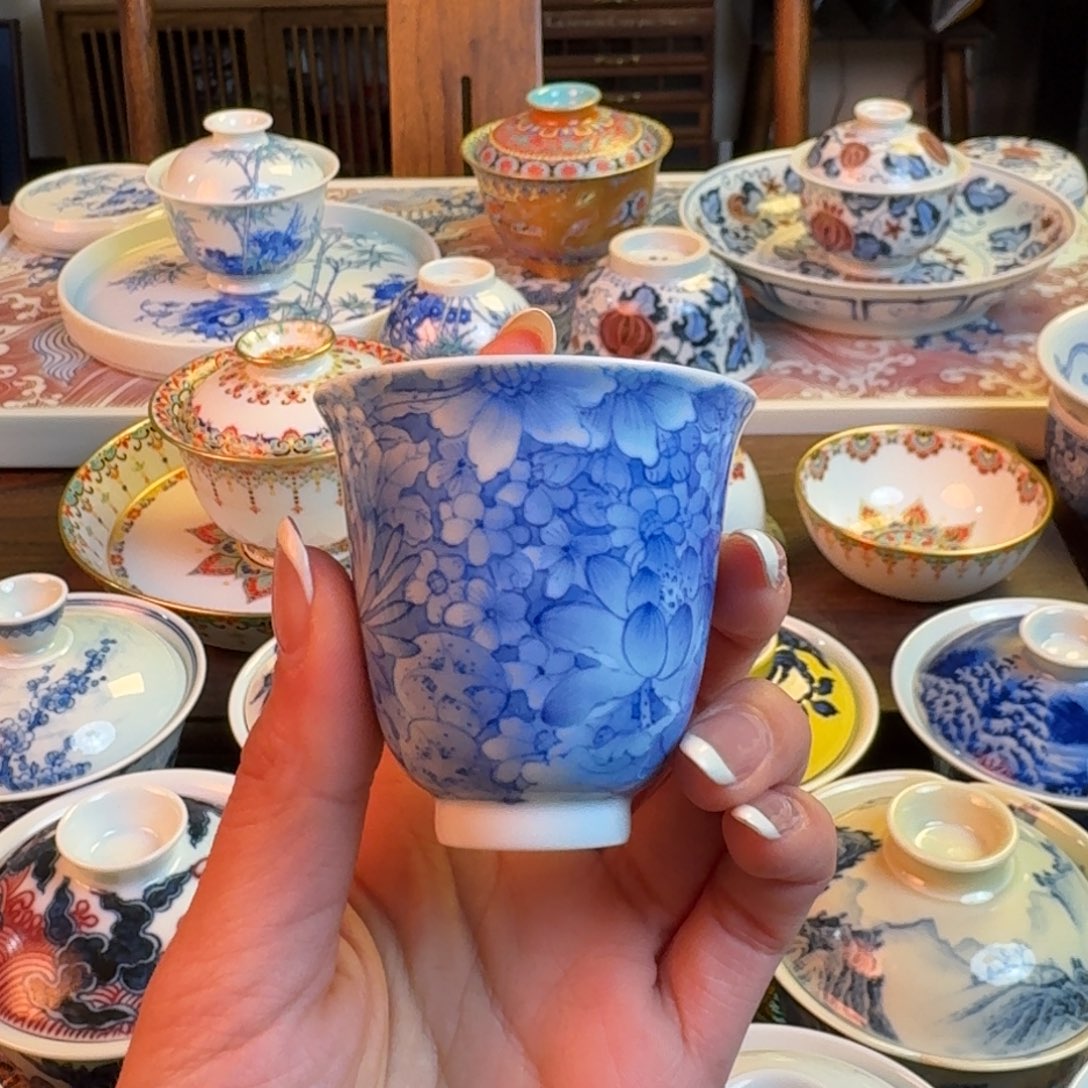 杯重工万花闻香杯纯手绘