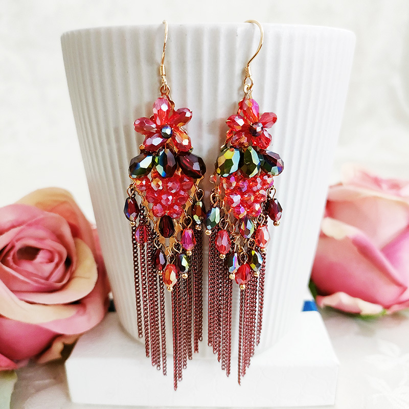 铜合金耳饰 民族风百搭手工流苏耳环1106