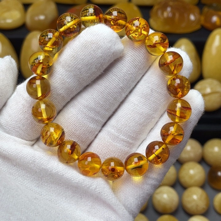 琥珀（花珀）手链未镶嵌花珀手串4）