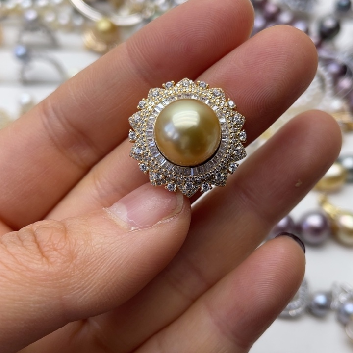 海水珍珠戒指银S925镶嵌