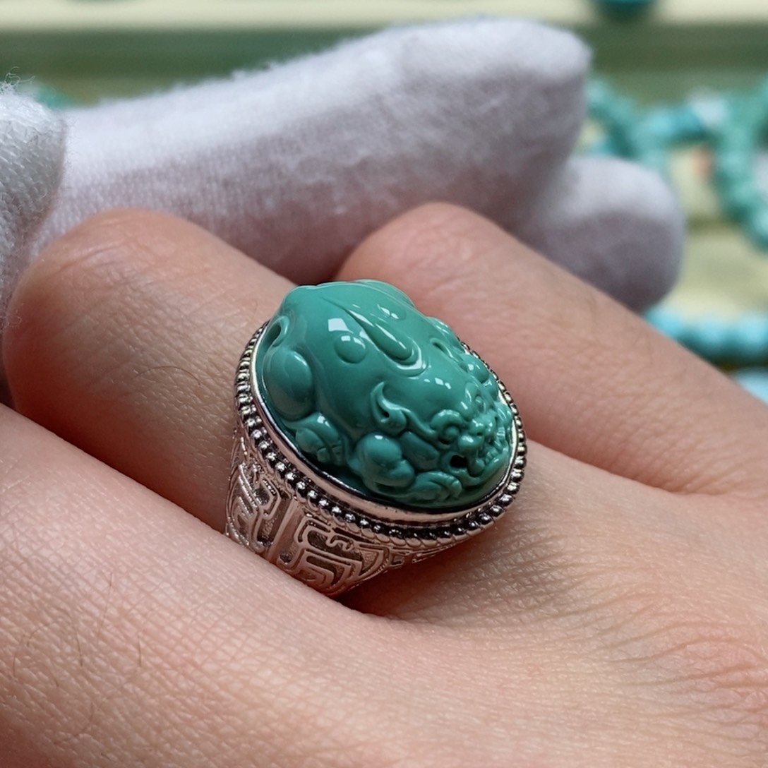 绿松石珠宝奇石银S925镶嵌