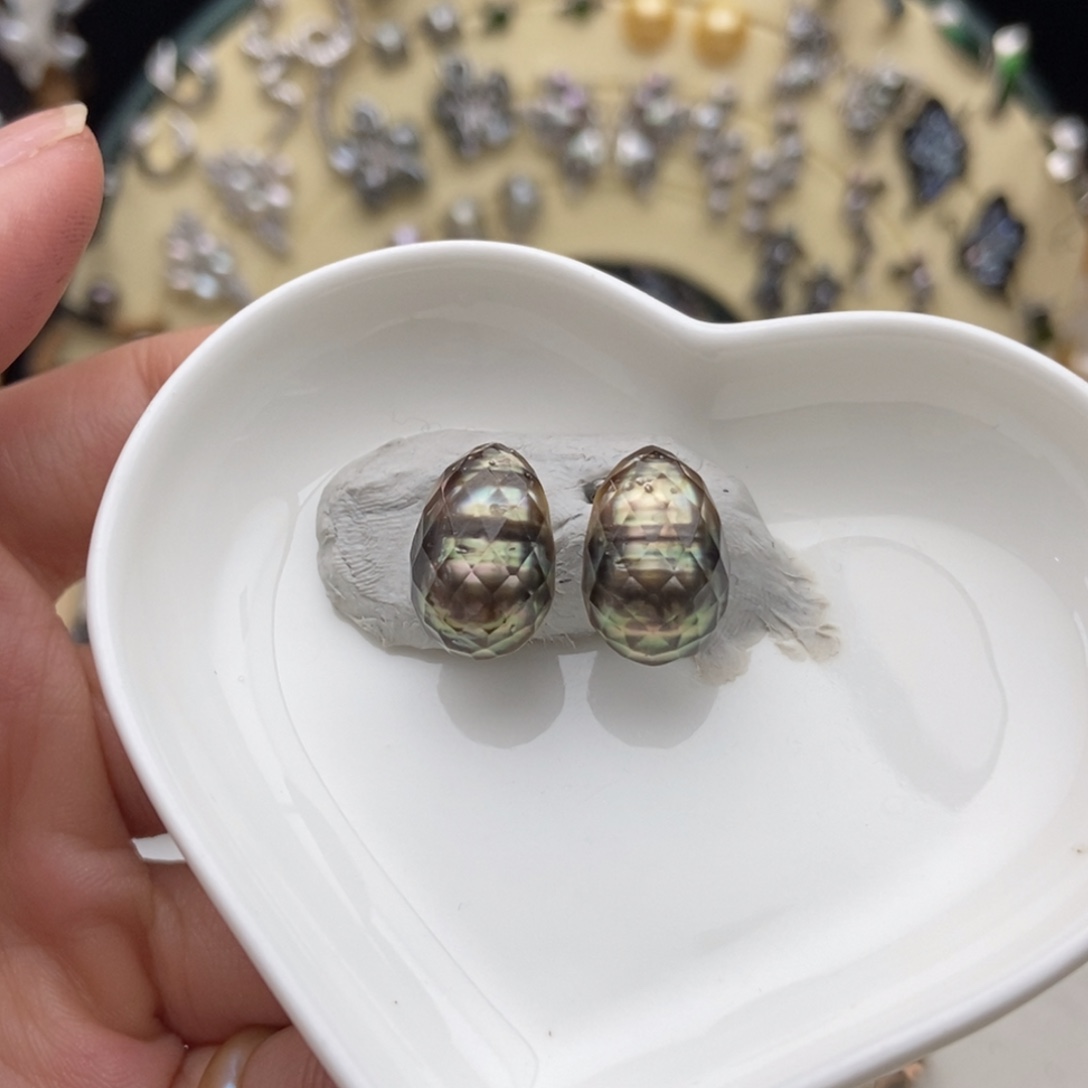 海水珍珠银S925镶嵌画框大溪地华珍珠耳包