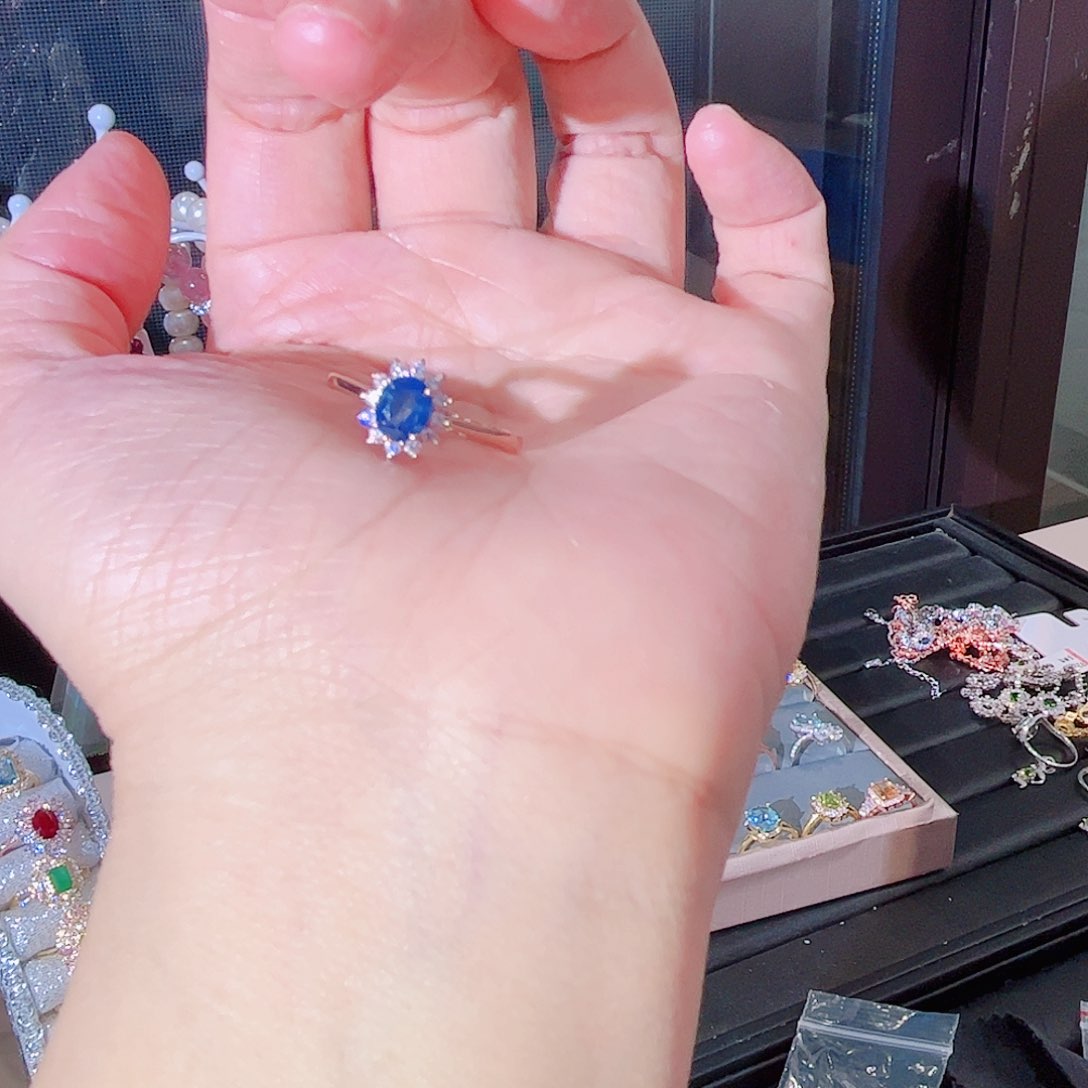 蓝宝石戒指银S925镶嵌
