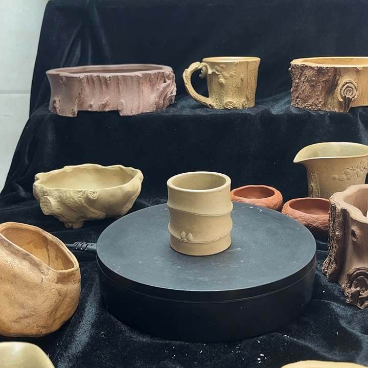 泥塑全手工制作小竹节杯子