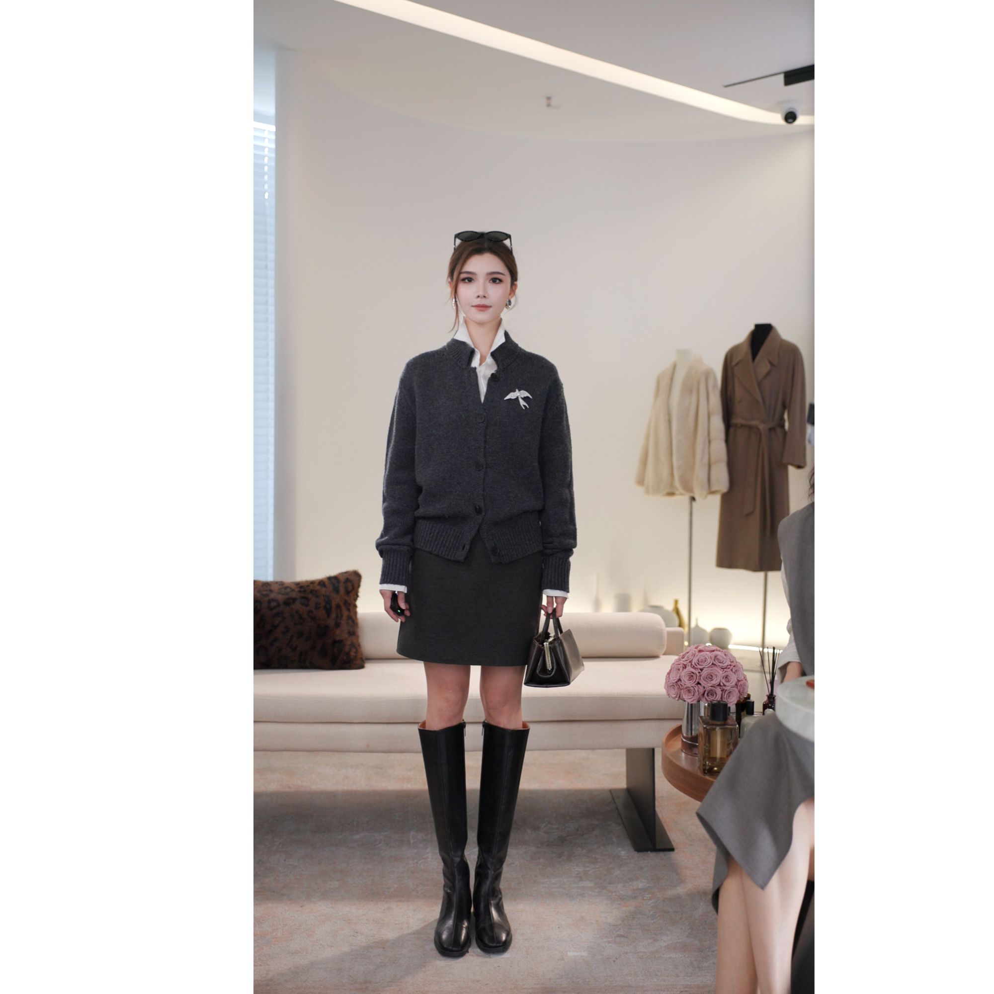 LYNEE【巴黎夜色】羊毛混纺窄腰头 简约百搭半身裙短裙LGD2GSW062